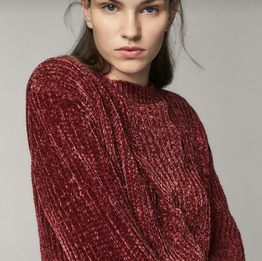 Massimo Dutti cable knit chenille sweater